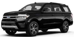 Vue latérale du Ford Expedition noir, SUV 7 places spacieux et puissant, idéal pour les voyageurs et familles explorant le Costa Rica