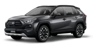 Toyota RAV4 gris en présentation de profil